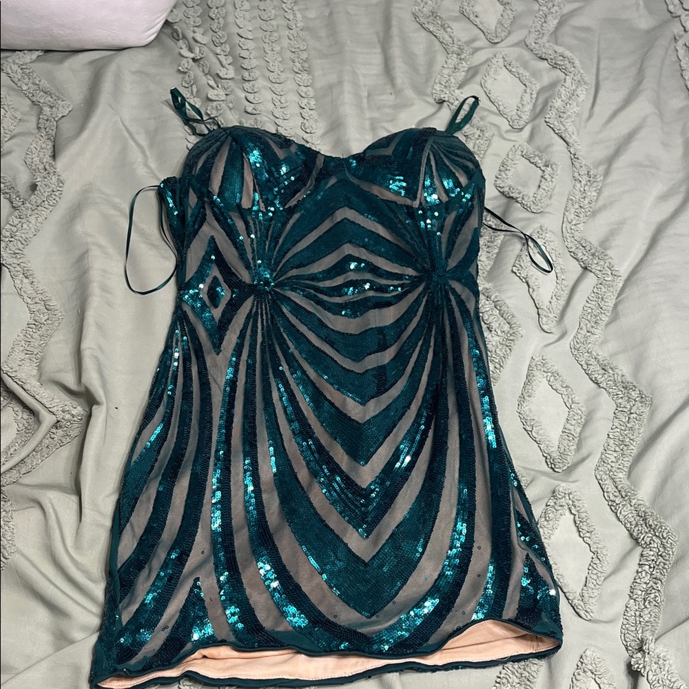 Privy Teal Sequin Mini Dress